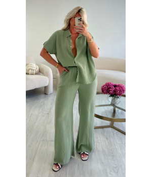 ensemble pantalon coton kaki