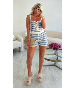 ensemble short crochet bleu