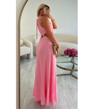 robe gaz de coton rose