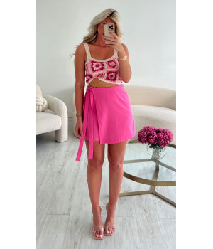 jupe short lin rose