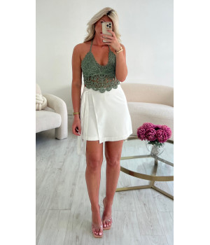 jupe short lin blanche