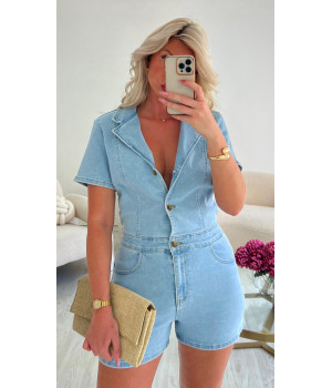 combishort jeans bleu