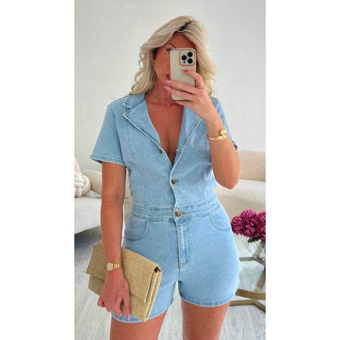 combishort jeans bleu