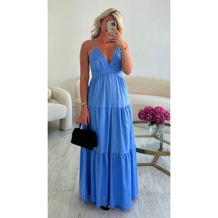 robe longue coton bleu