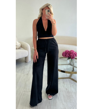 pantalon lin noir