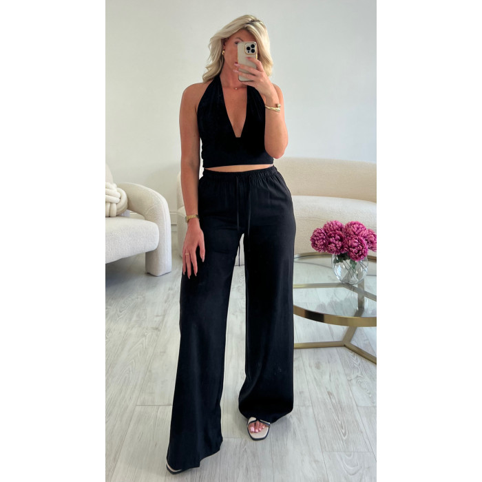 pantalon lin noir