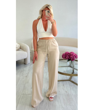 Beige linen trousers