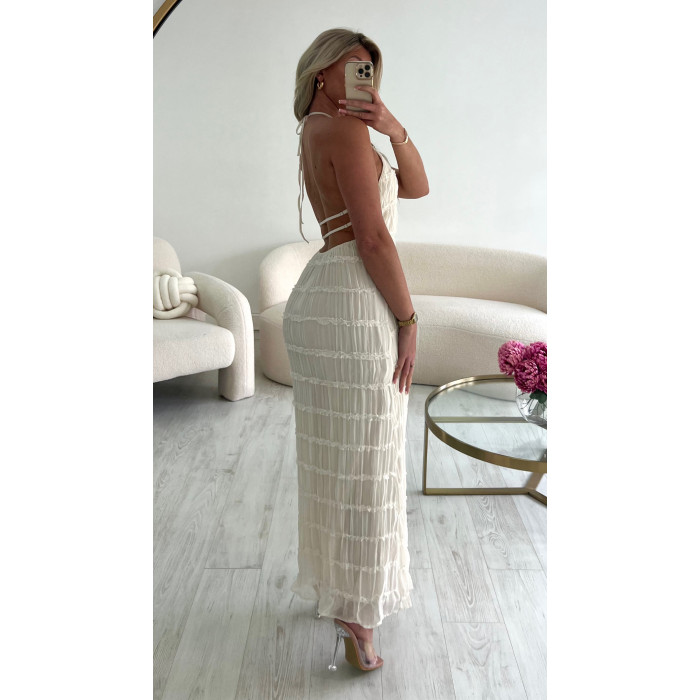 Robe dos nu ivoire texturé