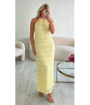 Textured yellow backless dress