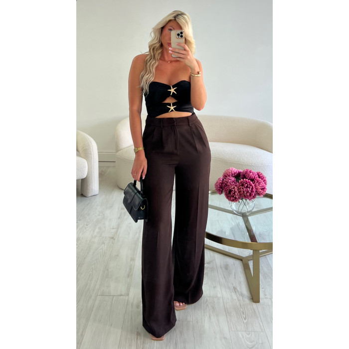 pantalon fluide marron