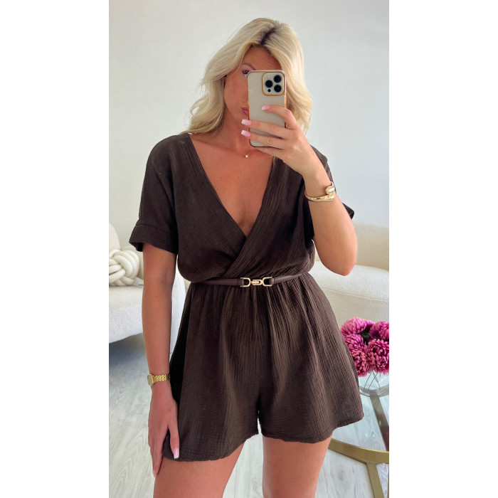 combishort gaz de coton choco