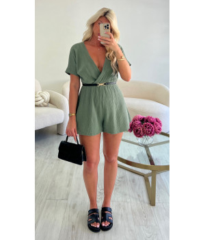 Kakhi cotton gas playsuit