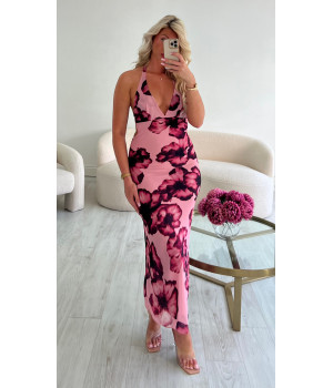 robe tulle fleurs rose