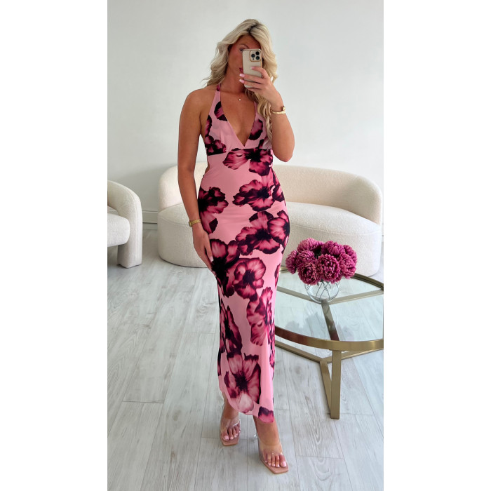 robe tulle fleurs rose