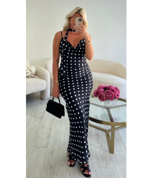 Satin polka dot maxi dress
