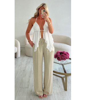 pantalon fluide beige