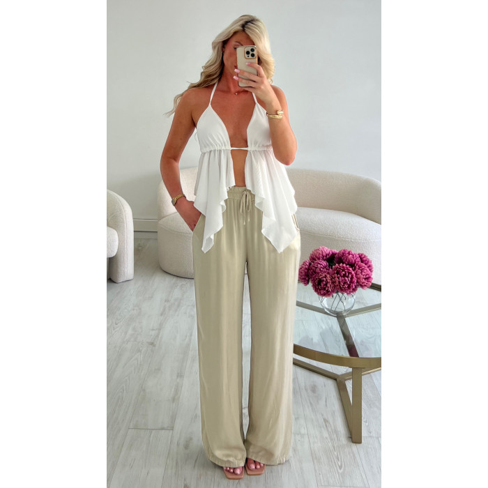 pantalon fluide beige