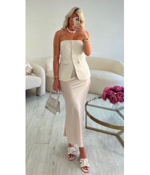 jupe satinée beige