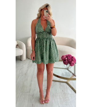 robe broderie kaki