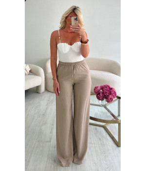 pantalon lin marron