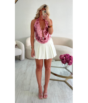 Jupe short plissée blanche