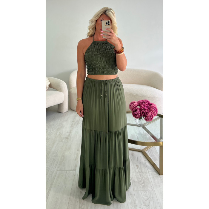 ensemble jupe longue vert