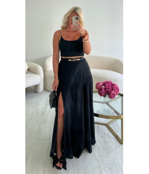Long black slit skirt