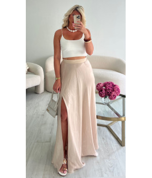 jupe longue beige