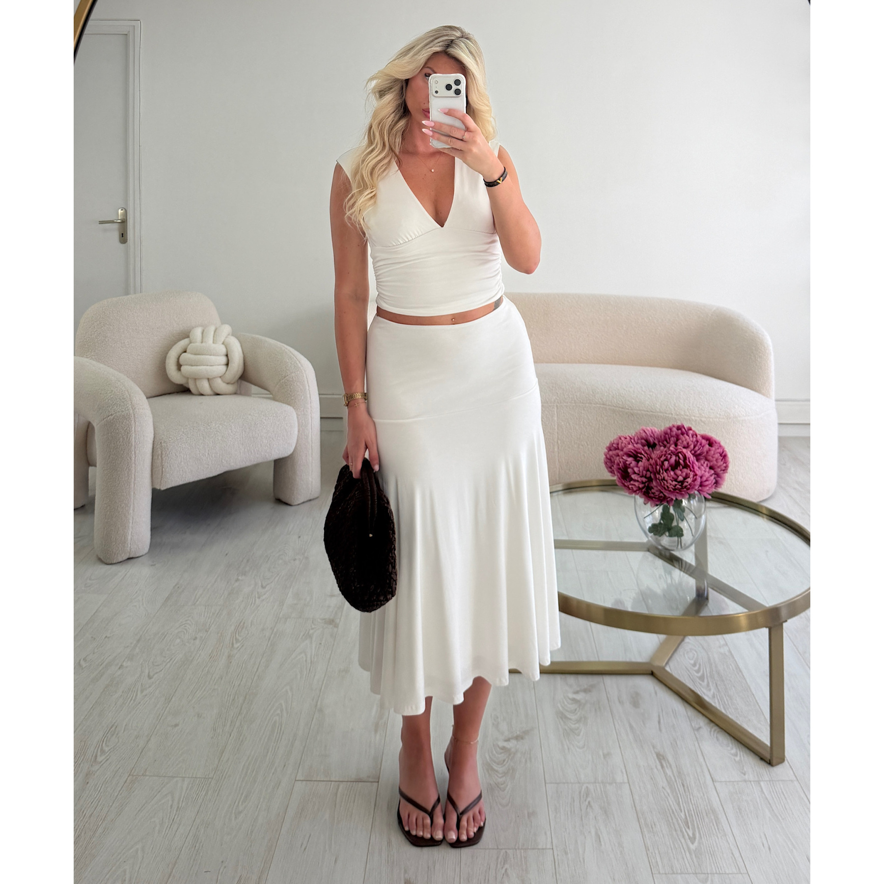 Ensemble jupe midi blanc - DRESS DESIREE