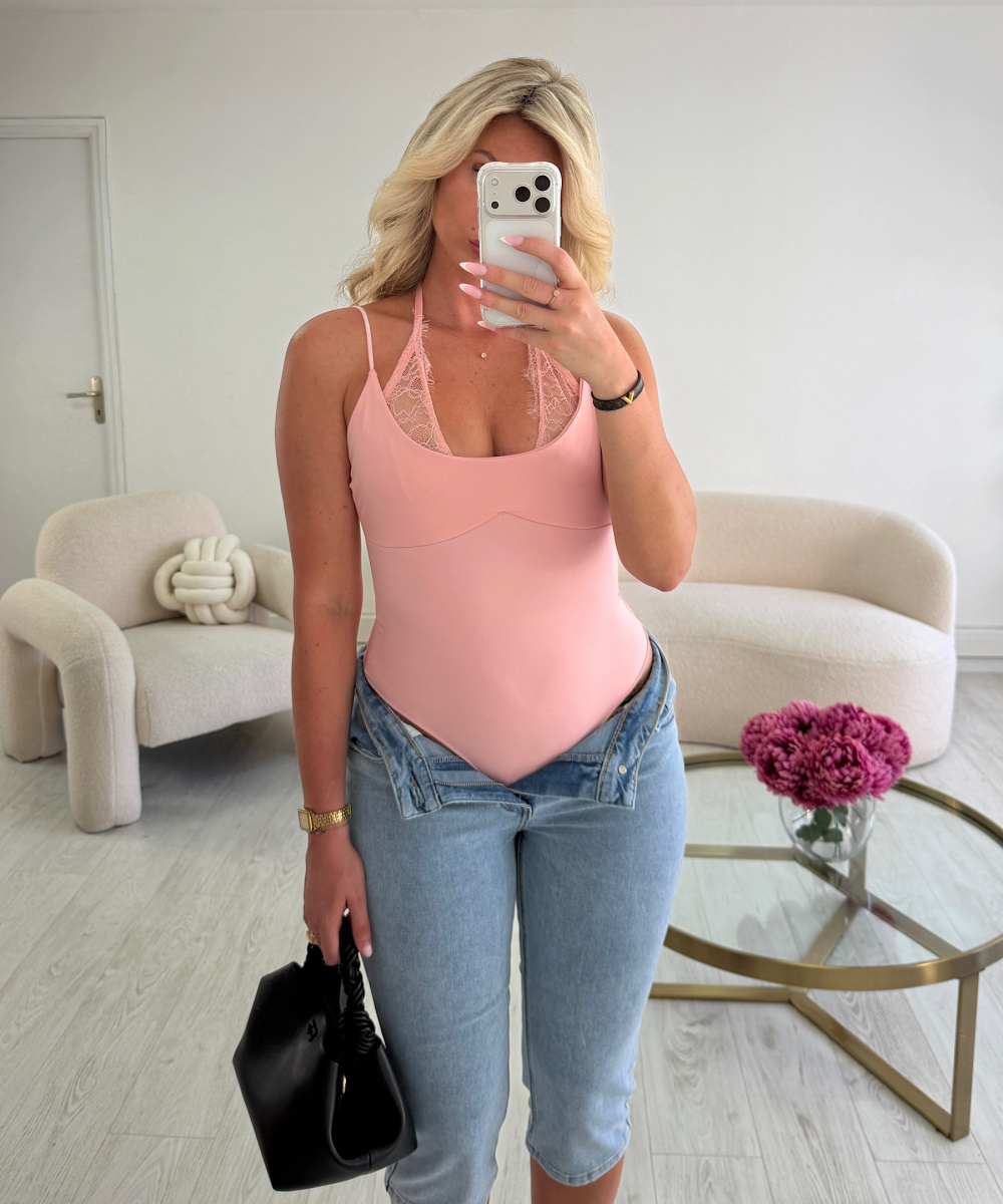 Body dentelle rose poudré - DRESS DESIREE