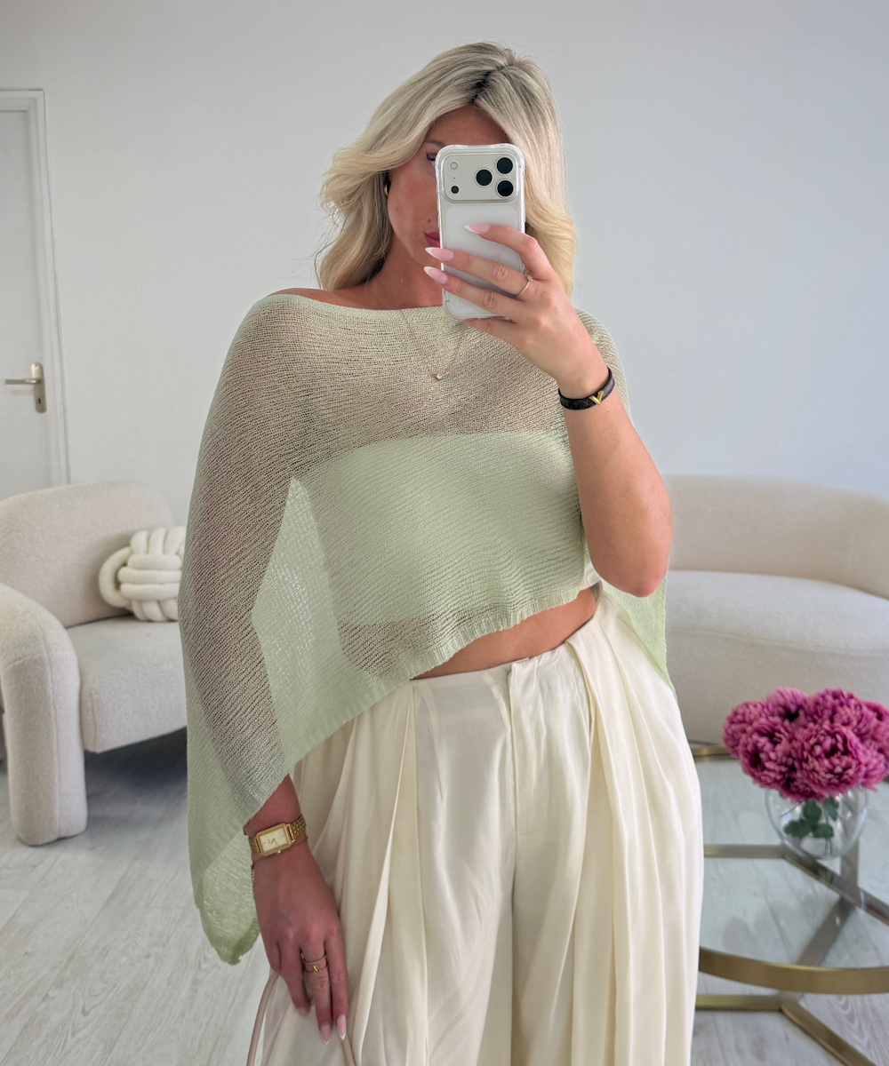 Cape maille fine sauge - DRESS DESIREE