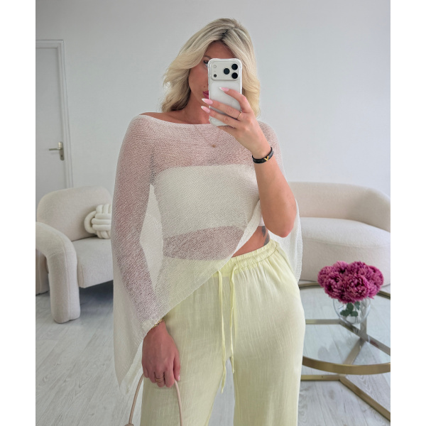 White Fine-Knit Cape - DRESS DESIREE