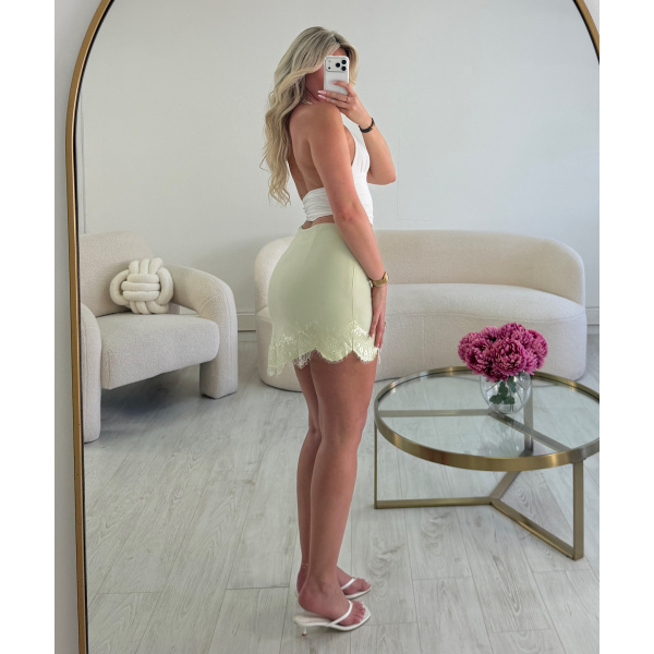 Asymmetrical Sage Lace Skirt-Shorts - DRESS DESIREE