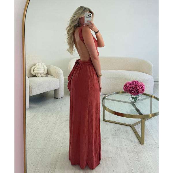 Robe fente dos nu terracotta - DRESS DESIREE