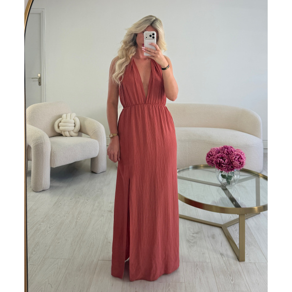 Robe fente dos nu terracotta - DRESS DESIREE