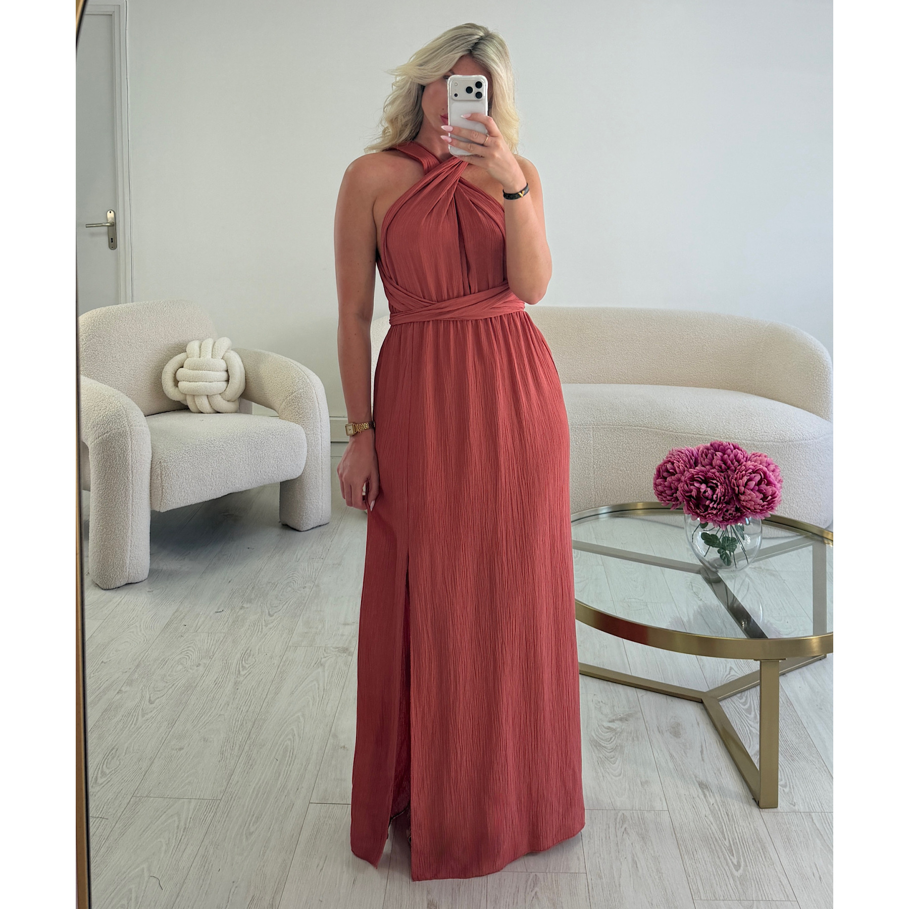 Robe fente dos nu terracotta - DRESS DESIREE