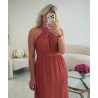 terracotta backless slit dress - DRESS DESIREE