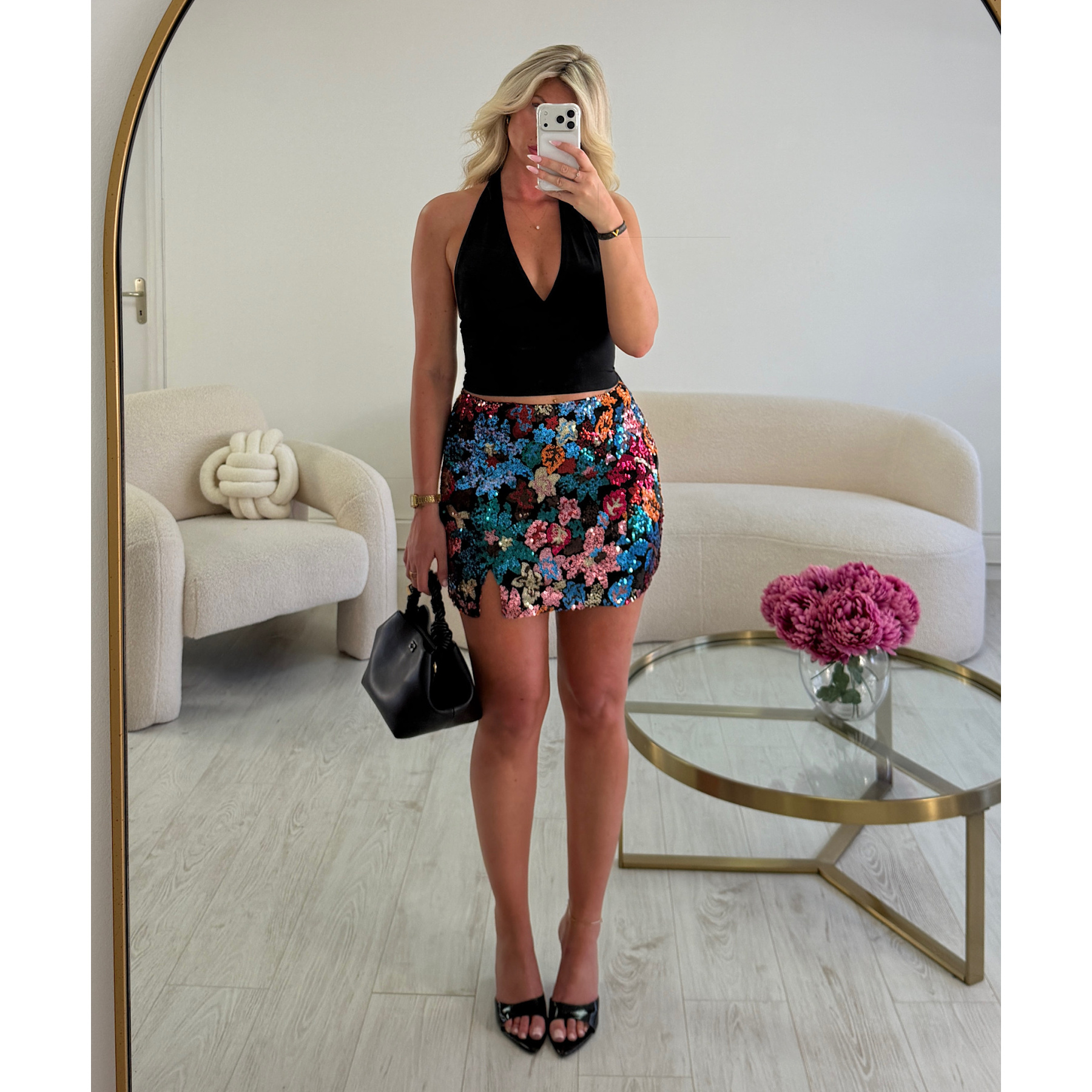 Jupe sequin fente coloré noir - DRESS DESIREE