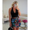 Colorful Black Sequin Skirt with Slit - DRESS DESIREE