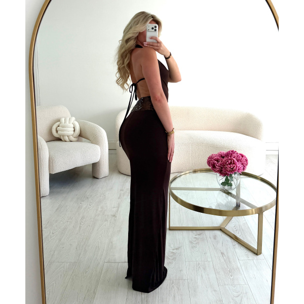 Robe longue sequins marron - DRESS DESIREE
