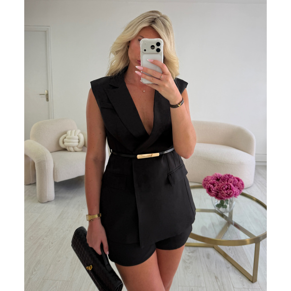 Ensemble blazer sans manche short noir - DRESS DESIREE
