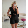 Sleeveless Blazer and Black Shorts Set