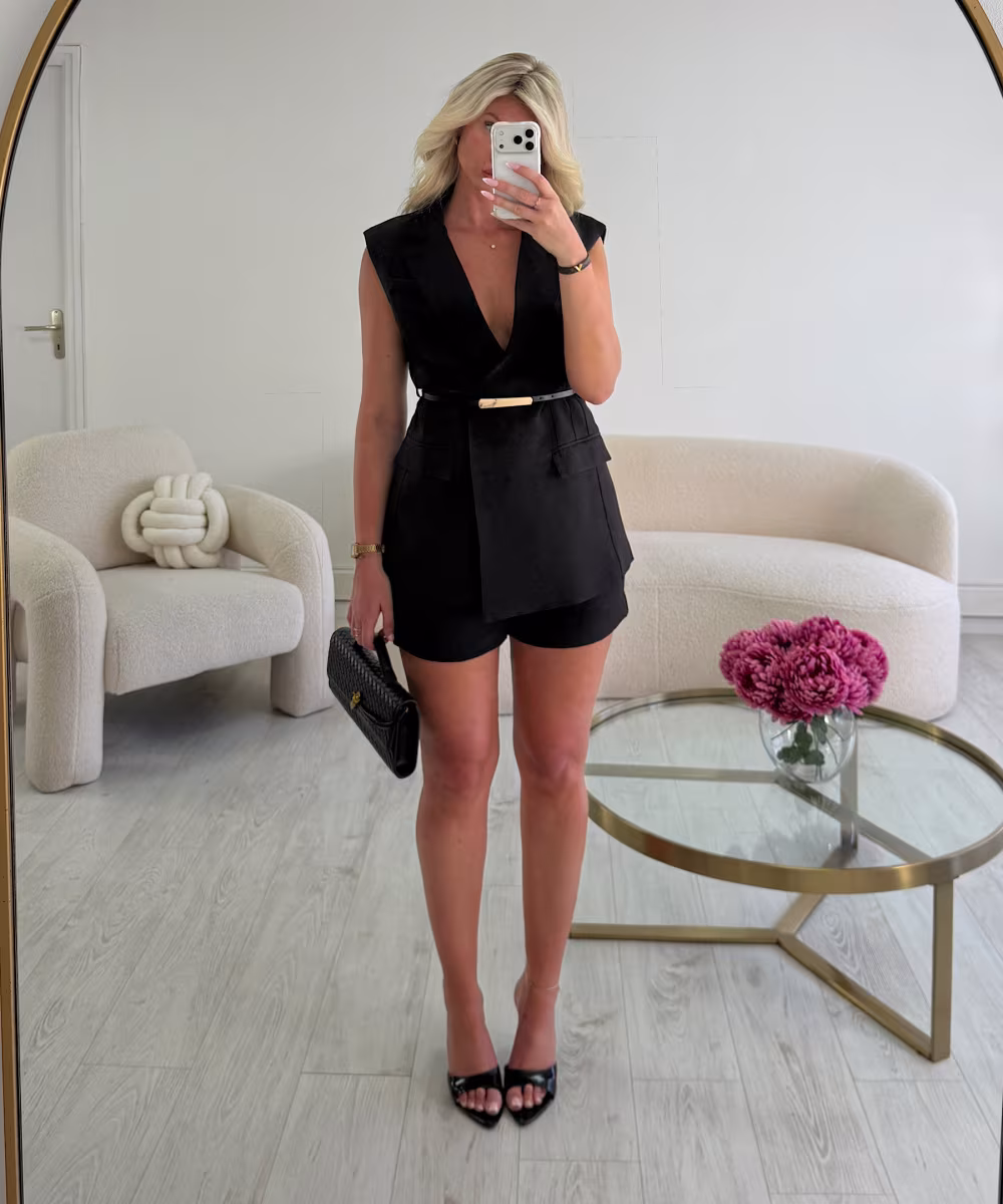 Ensemble blazer sans manche short noir - DRESS DESIREE