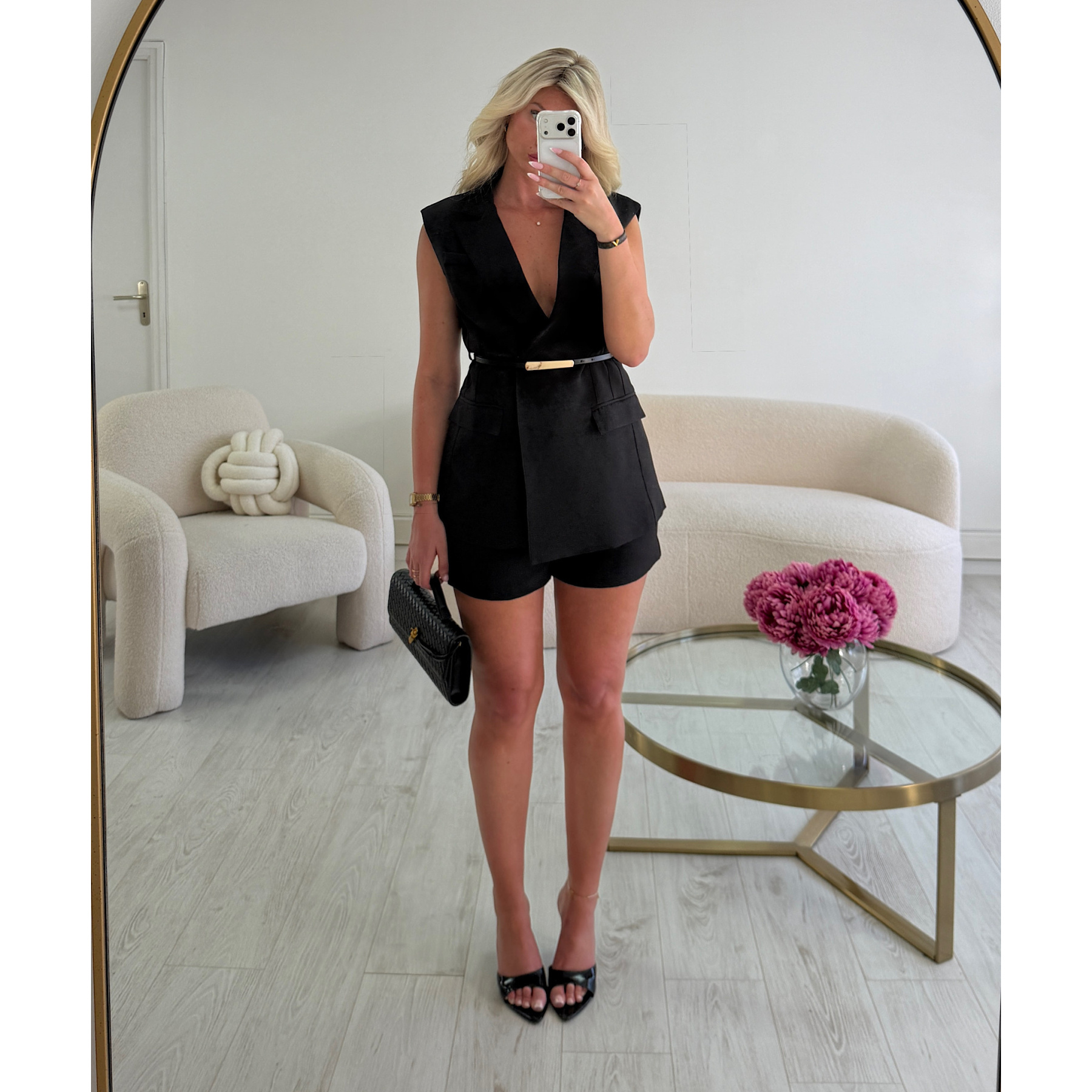 Ensemble blazer sans manche short noir - DRESS DESIREE