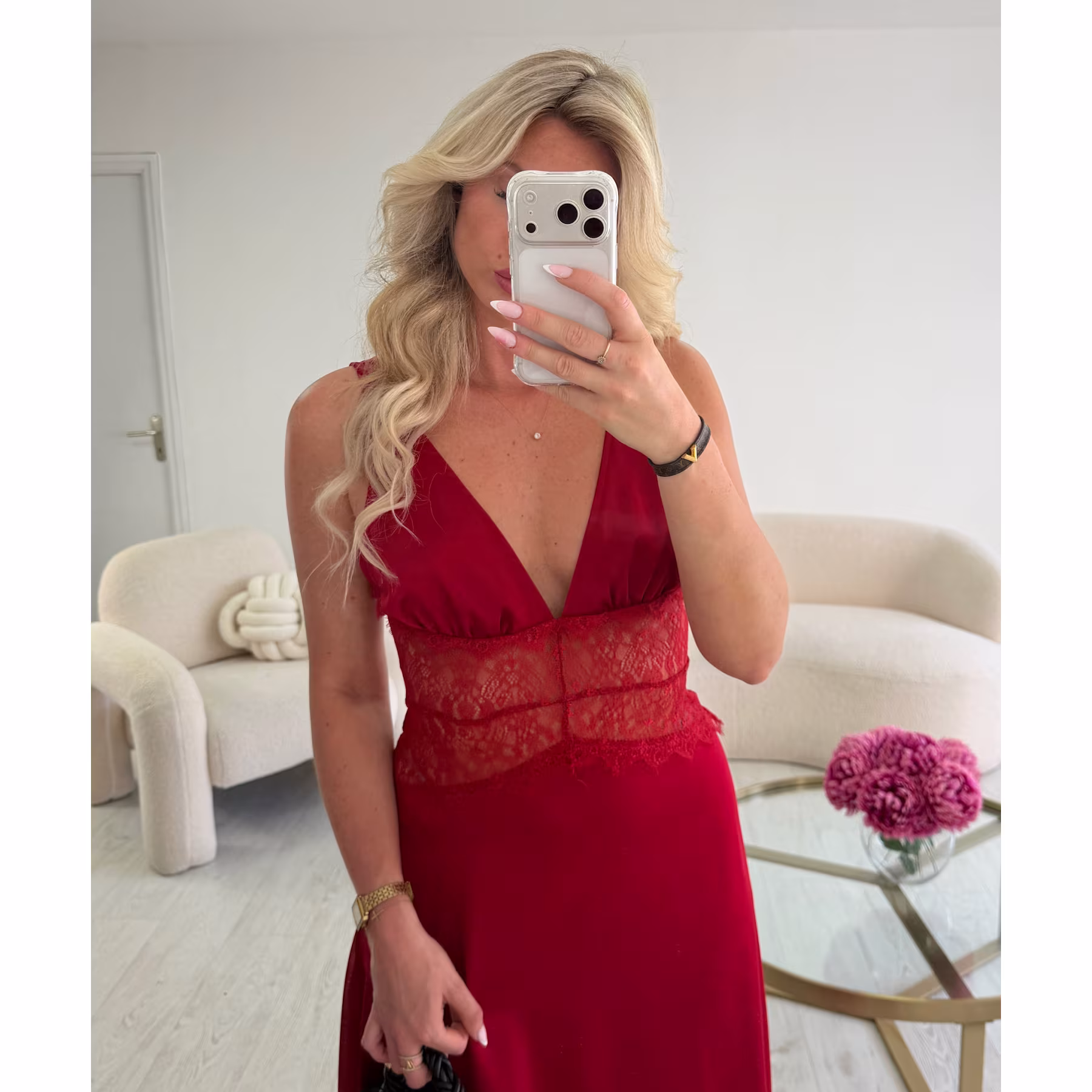 Robe longue dentelle rouge - DRESS DESIREE