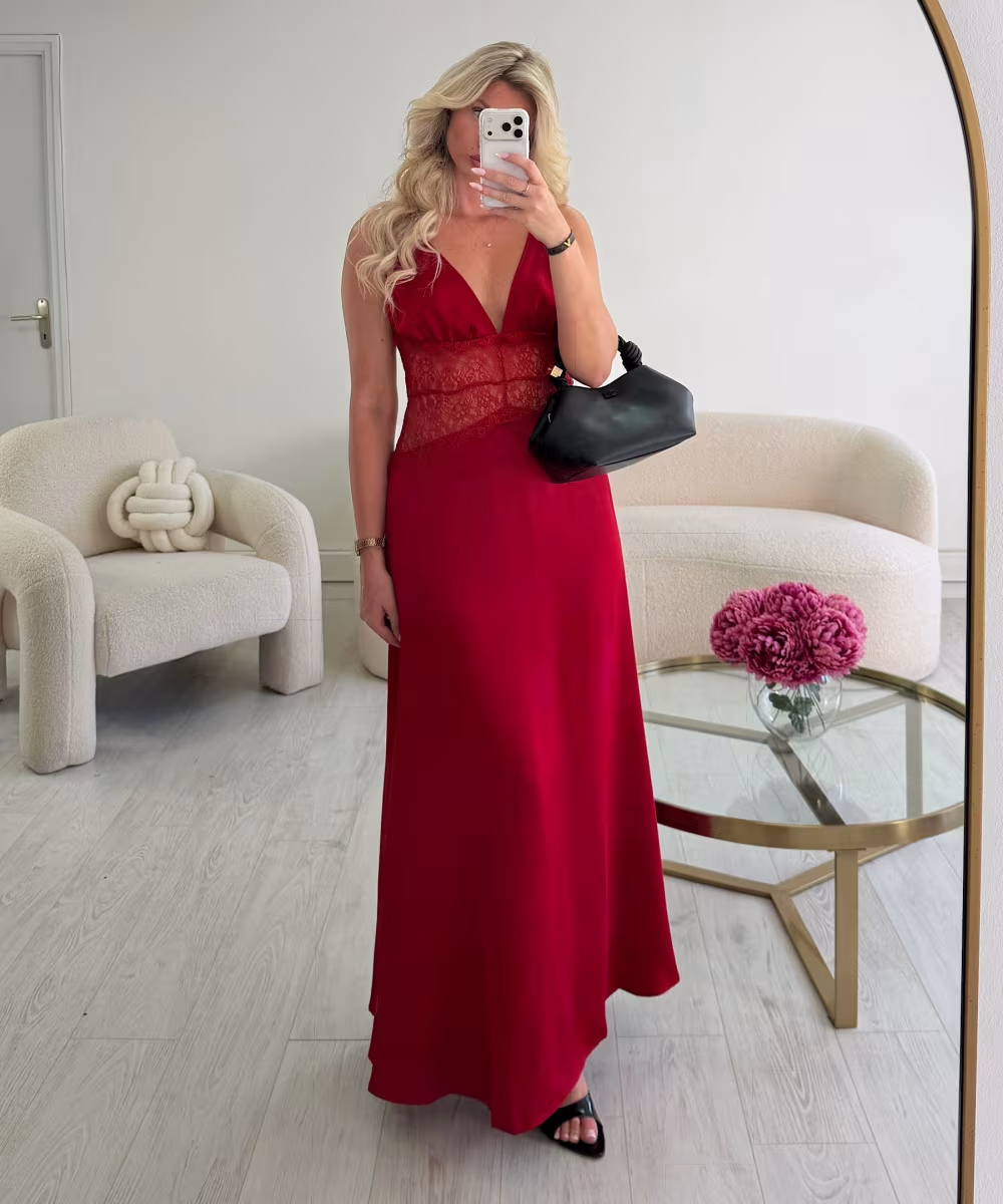 Robe longue dentelle rouge - DRESS DESIREE