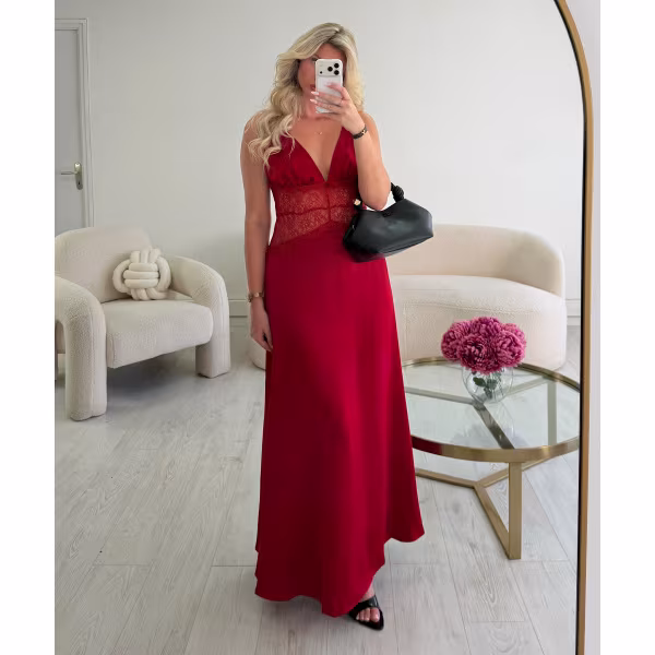 Robe longue dentelle rouge - DRESS DESIREE