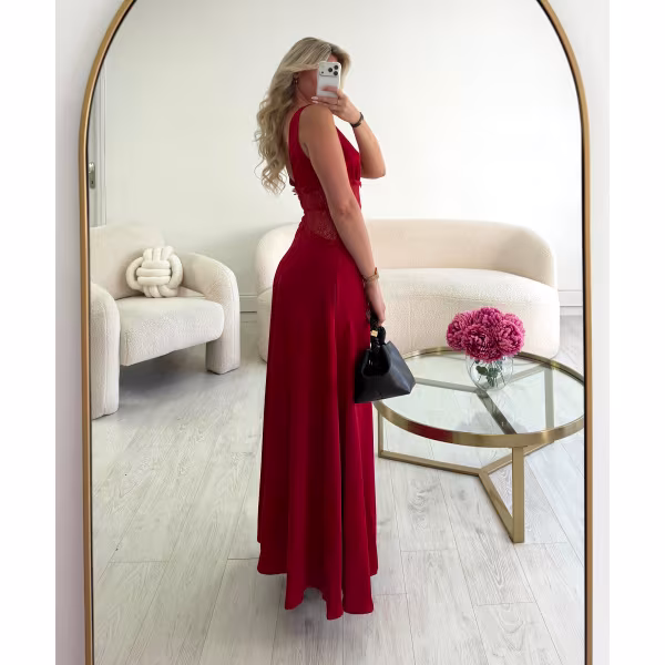 Robe longue dentelle rouge - DRESS DESIREE