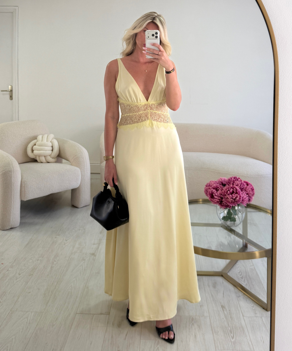 Long Yellow Lace Dress
