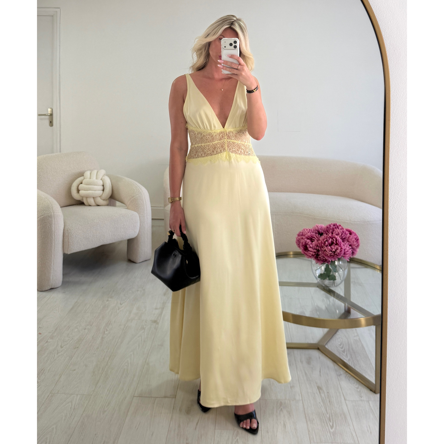 Robe longue dentelle jaune - DRESS DESIREE